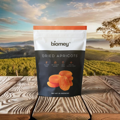 2 LB Biomey Big Size Dried Turkish Apricots - No Added Sugar - Vegan - Non-GMO - Superfood, Healthy Snack - Great