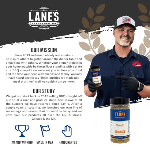 7.5 oz Lanes Greek Seasoning Blend, - All Natural Mediterranean Seasoning with Classic Greek Herbs, Gluten-Free, Bold