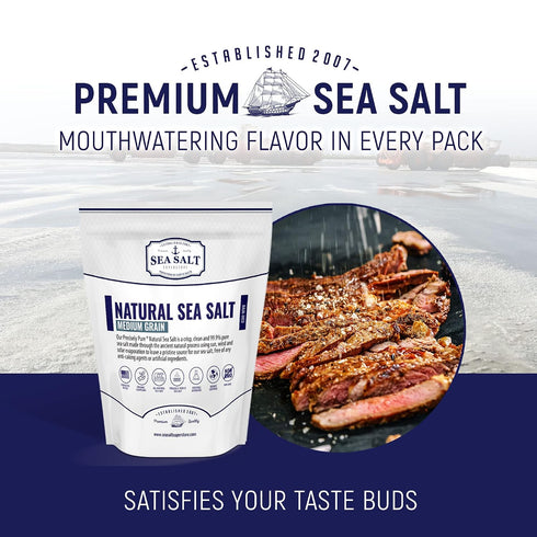 Commercial 20 Natural Sea Salt Medium Grain, Gluten-Free Bulk Sea Salt for Use, No Artificial Additives, Pounds
