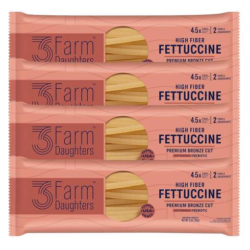 Three Farm Daughters High Fiber Pasta Fettuccine Pack, Irresistible, Low GI, Non