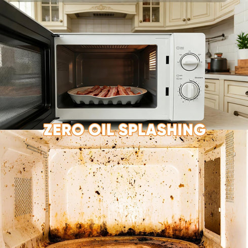 goduog Microwave Bacon Cooker with Lid - Efficient Oil Draining Tray for Healthier, Crispy Bacon | Also for Sausages