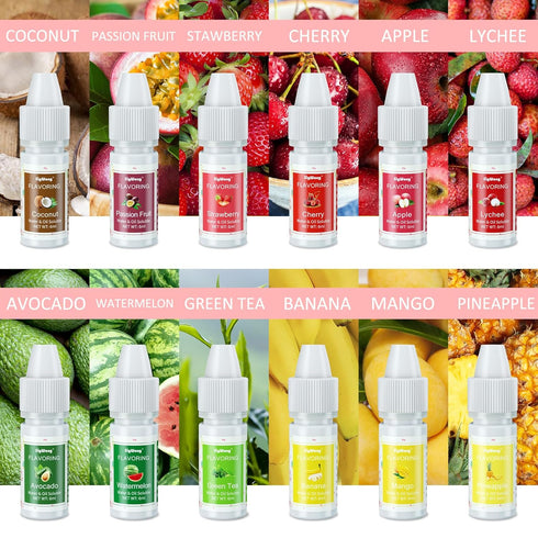 Food Flavoring Oil - 24 Liquid Lip Gloss Flavoring Oils for Lip Balm, Baking, Cooking, Soap, Slime Making - .25 Fl Oz