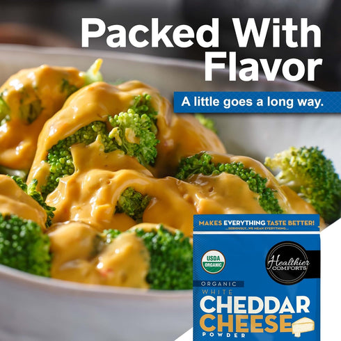 (1.31lb) Healthier Comforts Organic White Cheddar Cheese Powder | Gluten Free, Kosher, Keto-Friendly, Non-GMO