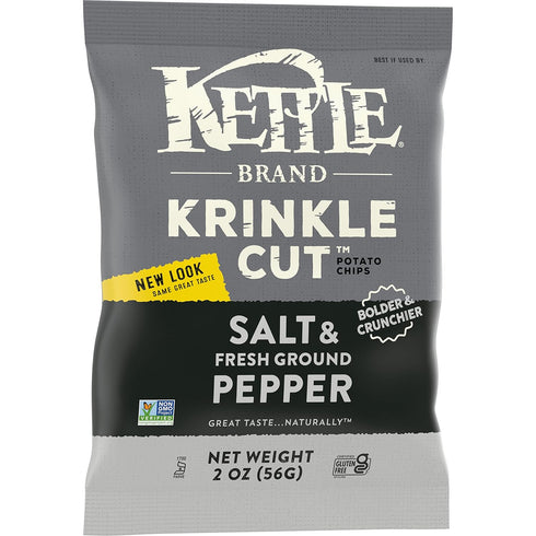 2 Oz Kettle Brand Potato Chips, Krinkle Cut, Salt & Fresh Ground Pepper Kettle Chips