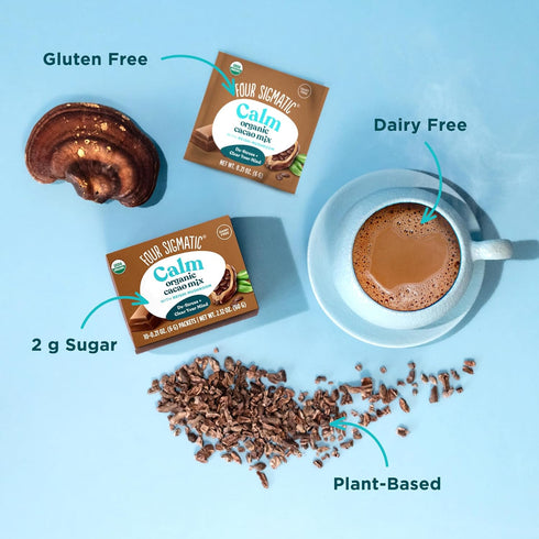 (2 Packs 10 Packets) Four Sigmatic Mushroom Hot Cacao Mix with Reishi | Organic Reishi Mushroom, Cinnamon, Cardamom