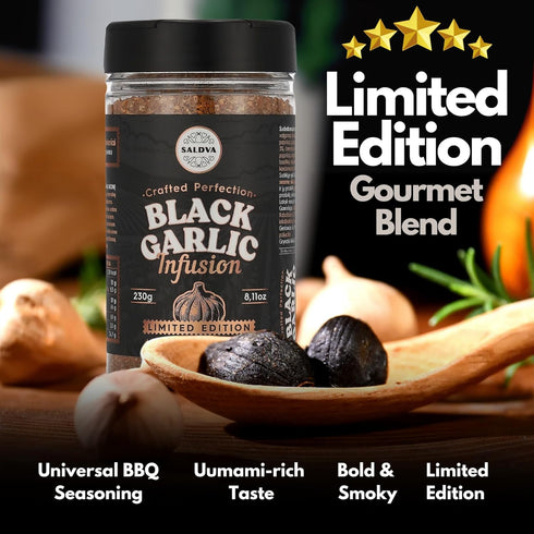 (230g) Premium Black Garlic BBQ Rub Limited Edition Universal Seasoning Infused with Rich, Umami Flavour Bold & Smoky