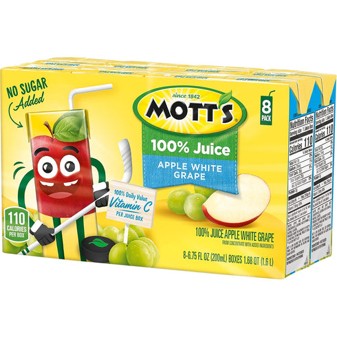 100 6.75 oz (Pack 32) Mott's percent Apple White Grape Juice, fl boxes