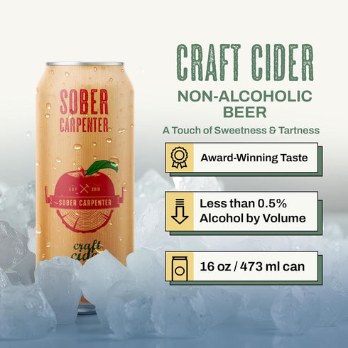 70 12 (16 oz SOBER CARPENTER - Craft Cider, Non-Alcoholic Cider Made with Real Apple Juice from Mcintosh Apples, Non