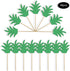 48 Pieces Green Pineapple Palm Leaf Cupcake Toppers, Glitter Tropical Food Picks for Summer Beach Party