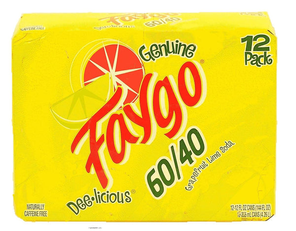 Faygo 60 / 40 grapefruit lime soda pop, 12-pack 12-fluid ounce cans