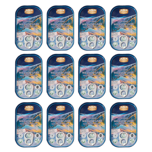 Wild Icelandic Canned Cod Liver in Own Oil Pack of 12 (4.05