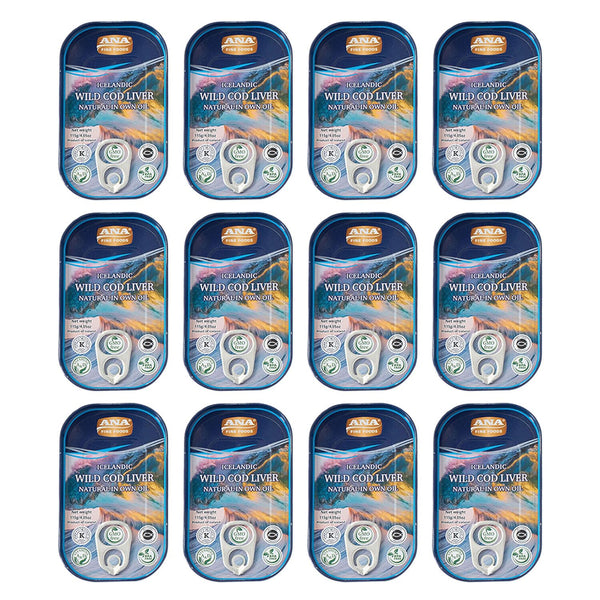 Wild Icelandic Canned Cod Liver in Own Oil Pack of 12 (4.05