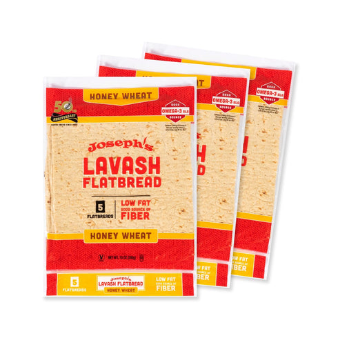 Joseph's Lavash Bread Value 3-Pack, Honey Wheat, Reduced Carb, Low Fat (5