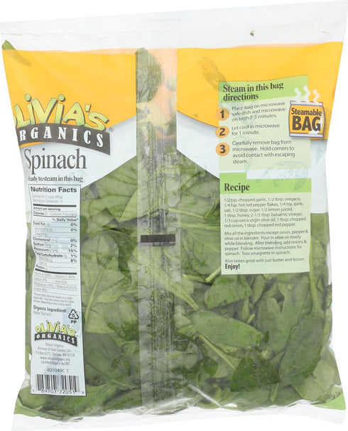 Olivias Organics 9 OZ Organic Spinach