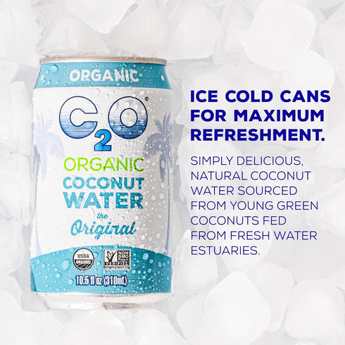 C2O (24 Pack, 3 Pack 24 10.5 OZ - Organic Coconut Water, The Original Flavor Fridge Boxes) - Fresh Coconut Water, Non