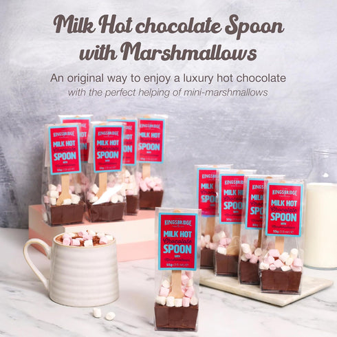 Kingsbridge Chocolate 10 Pack Kingsbridge Hot Chocolate Spoons - Belgian Milk Choc & Marshmallows, | Choc Block
