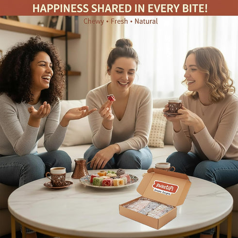 Sweetifi (320gr/11Oz) Mixed Fruit Turkish Delight, Premium Chewy Gourmet Vegan Candy Made with Real Fruit, Gluten Free