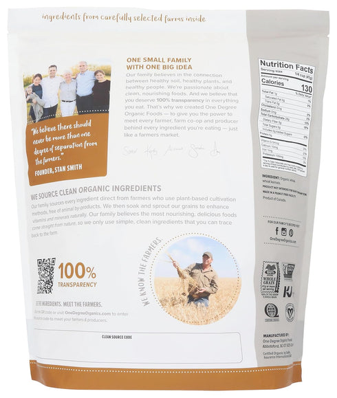 80 (Pack 1) One Degree Organics Sprouted Whole Wheat Flour, Glyphosate-Free, USDA Organic, Whole Grain, High Fiber