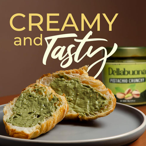 12.34 oz (350 Dellabuona CRUNCHY Pistachio Cream VALUE JAR g) Glass Jar Smooth and velvet with Pistachio Crunch