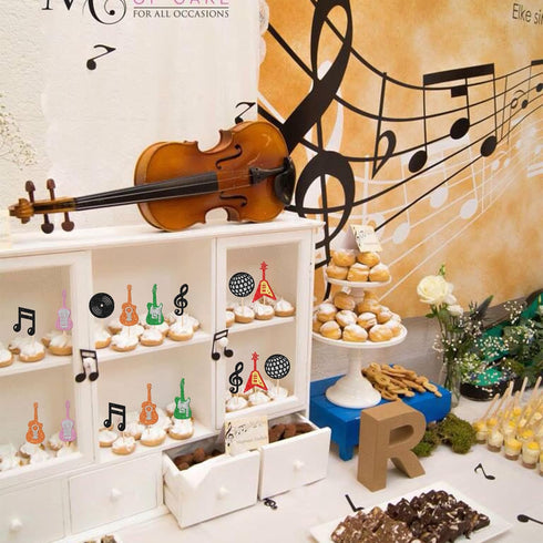 24 Pack Guitar Cupcake Toppers Music Notes Cupcake Toppers Glitter Guitar Rock Cupcake Picks Musical Instrument Cake