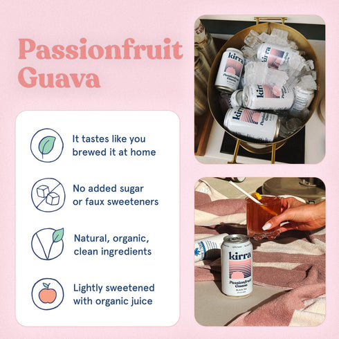 12 Pack Kirra Organic Iced Tea - Passion Fruit Guava Black Tea - Lightly Sweetened with Organic Juice - No Added Sugar