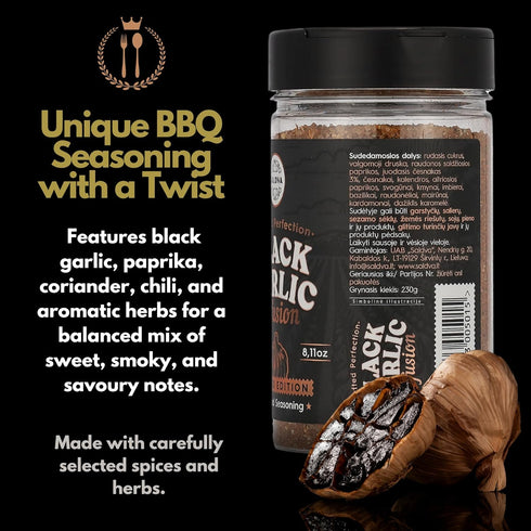 (230g) Premium Black Garlic BBQ Rub Limited Edition Universal Seasoning Infused with Rich, Umami Flavour Bold & Smoky