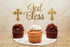 JeVenis 25 PCS Glittery Gold Bless this Child Cross & Cake Toppers for Baptism Decorations