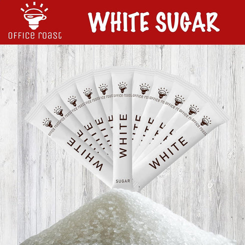 Pack Packets (100 Count Office Roast White Sugar Sticks - Sweeteners for Coffee, Tea & Beverages Includes White Cane
