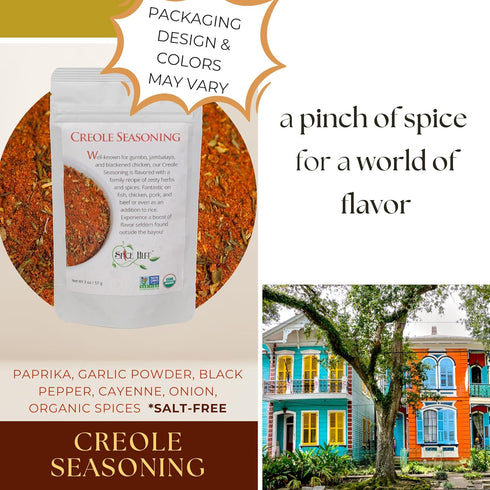Spice Hut Organic Creole Seasoning, Salt-Free Louisiana Dry Rub, 2oz Pack, All-Natural, Gluten Free, Vegan