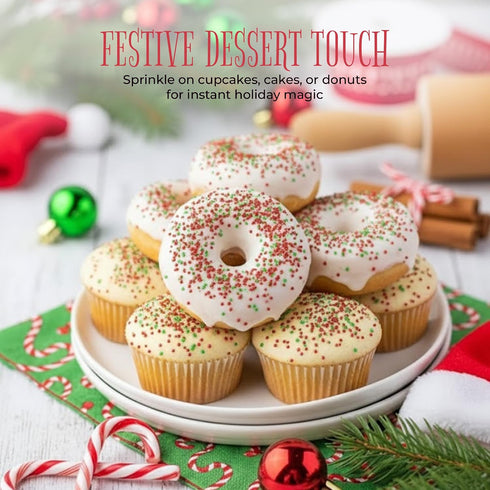3 NY Spice Shop Sanding Sugars - Pound Nonpareils Snowflake Red, Green & White Sprinkles - Edible Themed Festive