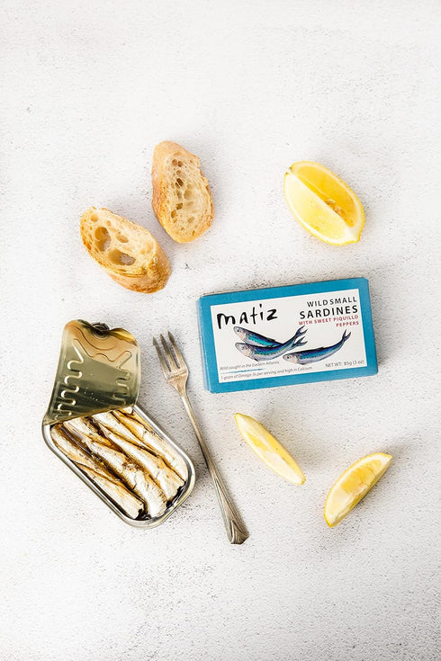 3 Matiz Sardinillas with Piquillo Peppers | Baby Sardines Ounce | Product of Spain | Wild Caught |