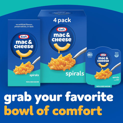 4 5.5 oz Kraft Spirals Mac and Cheese, Boxes, for Easy Dinner or Dinner Sides, Original Flavor, No Artificial Flavors