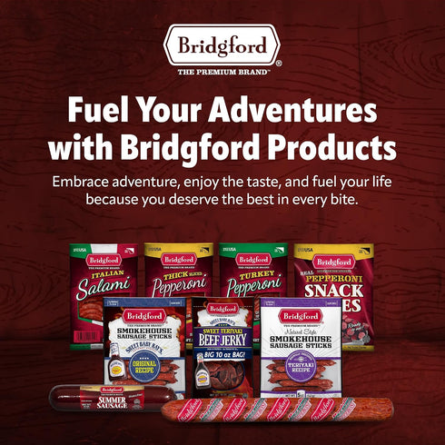 16 oz Pack 6 Bridgford Old World Pepperoni Stick of - Naturally Smoked Pepperoni Stick for Pizza and Sandwiches - High