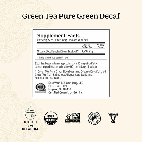 (6 Pack) 96 Yogi Tea - Green Tea Pure Green Decaf - Supports Vitality - Tea Bags