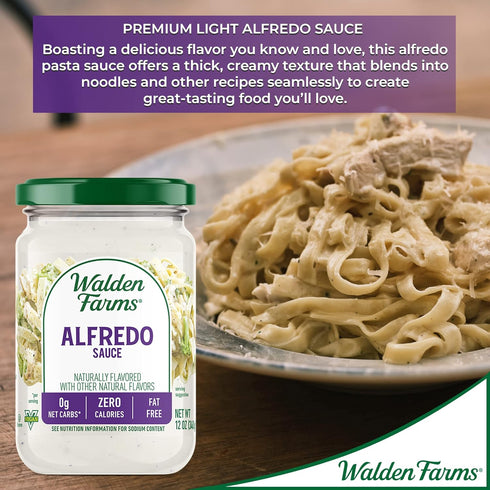 Walden Farms Light Alfredo Sauce - 12 oz Jar, Vegan, Paleo & Keto Friendly, 0g Net Carbs