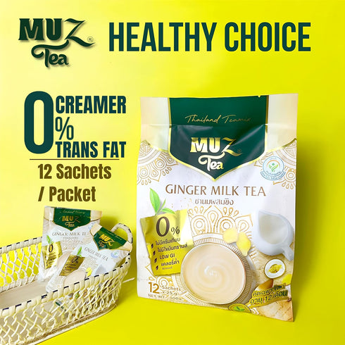 MuzTea 3 1, Powder12 Ginger Tea Instant Powder Mix in Gingers, Coconut Flower Sugar, Creamer From Selected Low Fat Milk