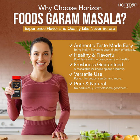 200g Authentic Indian Taste: Horizon Foods Garam Masala Spice Powder - Cloves, Cardamom, Perfect for Tikka Masala