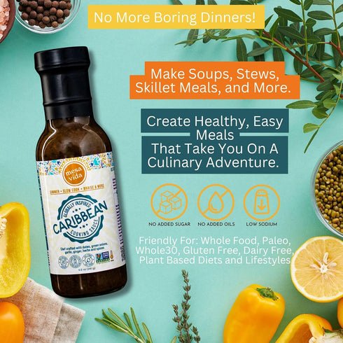 2 pack) Globally Inspired Starter Sauce | Cooking Sauce | Plant-Based Oil Free Healthy Pantry Staples (Caribbean Flavor