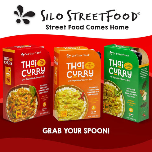 Pack 9, 10.48 oz Silo StreetFood Thai Red Curry with Vegetables & Jasmine Rice Ready To Eat Meals, Prepared Foods