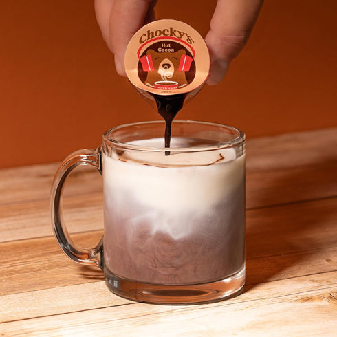 12 Count Chockys by Java House Single-Serve Hot Chocolate Pods - Peel and Pour Liquid Concentrate - Hot Chocolate