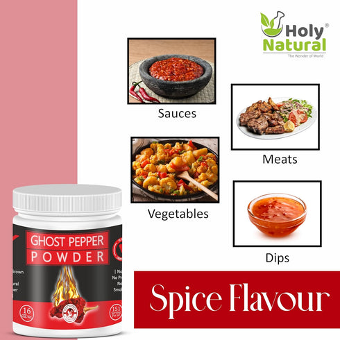 16 oz/454 100% Ghost Pepper Powder (Bhut Jolokia Chili) - gm, Pure, Smoked, Hottest & Spicy Chili Powder, Add Unique