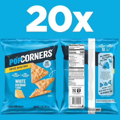 1 (Pack 20) (Packaging PopCorners Popped Corn Snacks, White Cheddar, Ounce of May Vary)