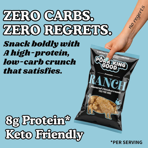 (4 Pack) Pork King Good Ranch Pork Rinds (Chicharrones) Snacks