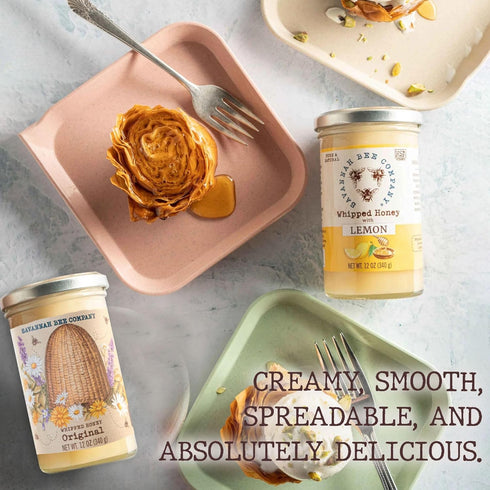 Set 12 oz Set (12 Oz, Savannah Bee Whipped Honey Gift - Gourmet Honey Duo Original and Lemon)