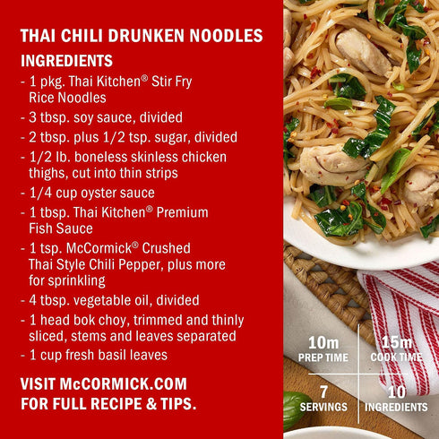 1.37 oz (Pack 6) McCormick Thai Style Chili Pepper, Crushed, For Pasta, Stir-Fry, Salad Dressing, Marinade, Drunken