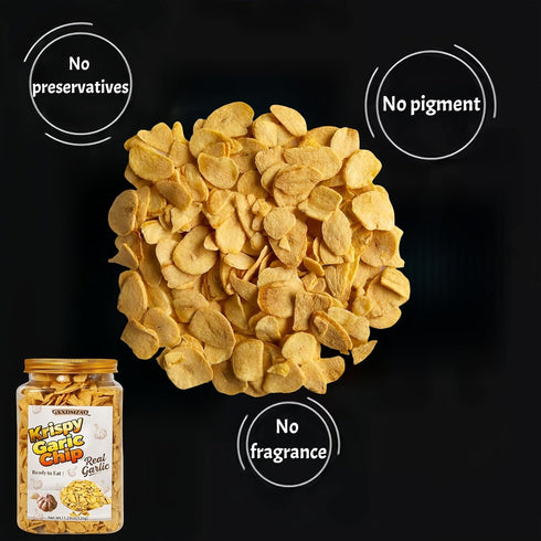GXXDMZAQ 320g 100% Crispy Garlic Chips - Fried Garlic Flakes for Topping Pizza, Pasta, Salad | Real Slices, Savory
