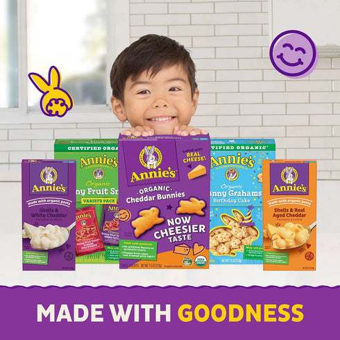 4 oz Annie's Organic Cheddar Cheesy Smiles, Baked Corn Puffs, Gluten Free