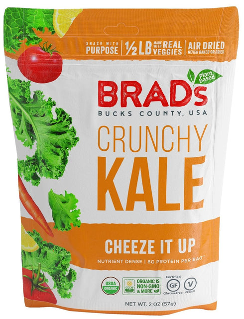 Pack, 3Bags, 6 Brad's Plant Based Organic Crunchy Kale Variety Vampire Killer/Original Probiotic/Cheez It Up, Servings