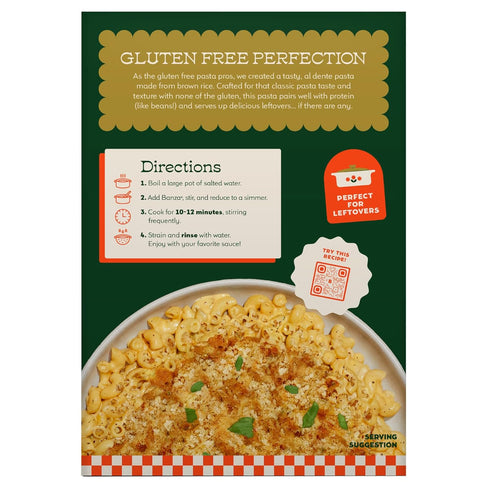 Elbows (6-Pack) Banza Brown Rice - Gluten-Free Pasta Made in Italy - Non-GMO, Classic Texture, Perfect for Leftovers