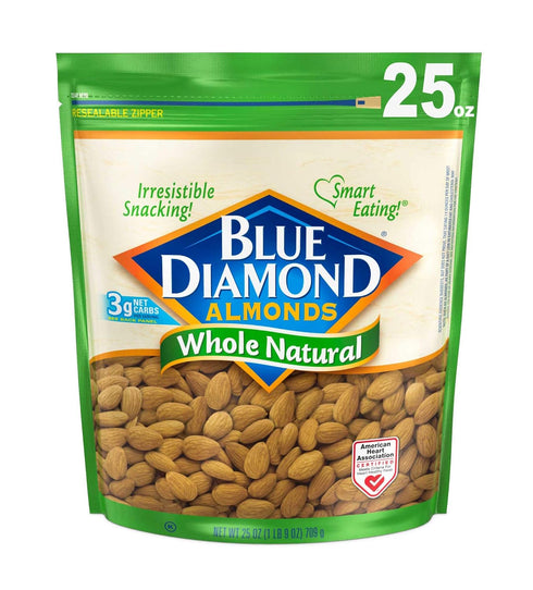 Blue Diamond Almonds Whole Natural Raw Snack Nuts, 25 Oz Resealable Bag